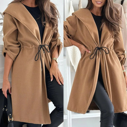 🍂Fall Specials🍂Women’s Trendy Tie Waist Hooded Long Coat