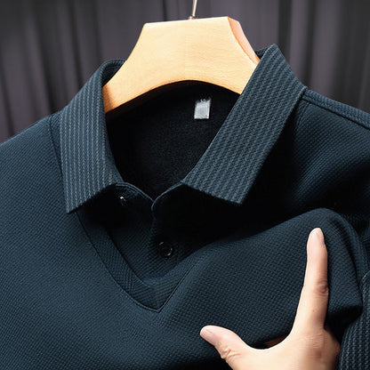 🍂Fall Specials🍂Men's Lapel Faux Two-Piece Knitted Shirt