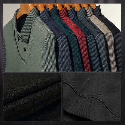 🍂Fall Specials🍂Men's Lapel Faux Two-Piece Knitted Shirt
