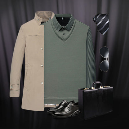 🍂Fall Specials🍂Men's Lapel Faux Two-Piece Knitted Shirt