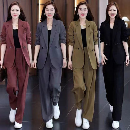 Women's Trendy Solid Color Two-Piece Outfits (Blazer & Pants)