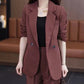 Women's Trendy Solid Color Two-Piece Outfits (Blazer & Pants)