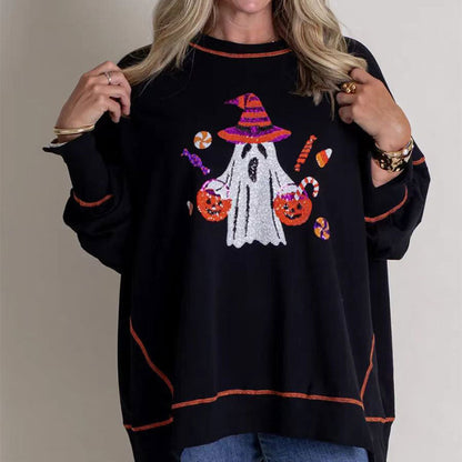 🍂Fall Specials🍂Women’s Trendy Halloween Ghost Sequin Sweatshirt