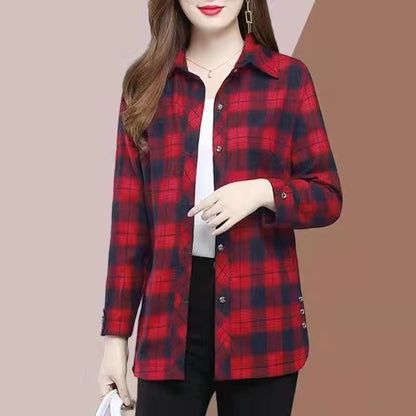 🍂Fall Specials🍂Soft Plaid Button-Down Lapel Top with Pockets