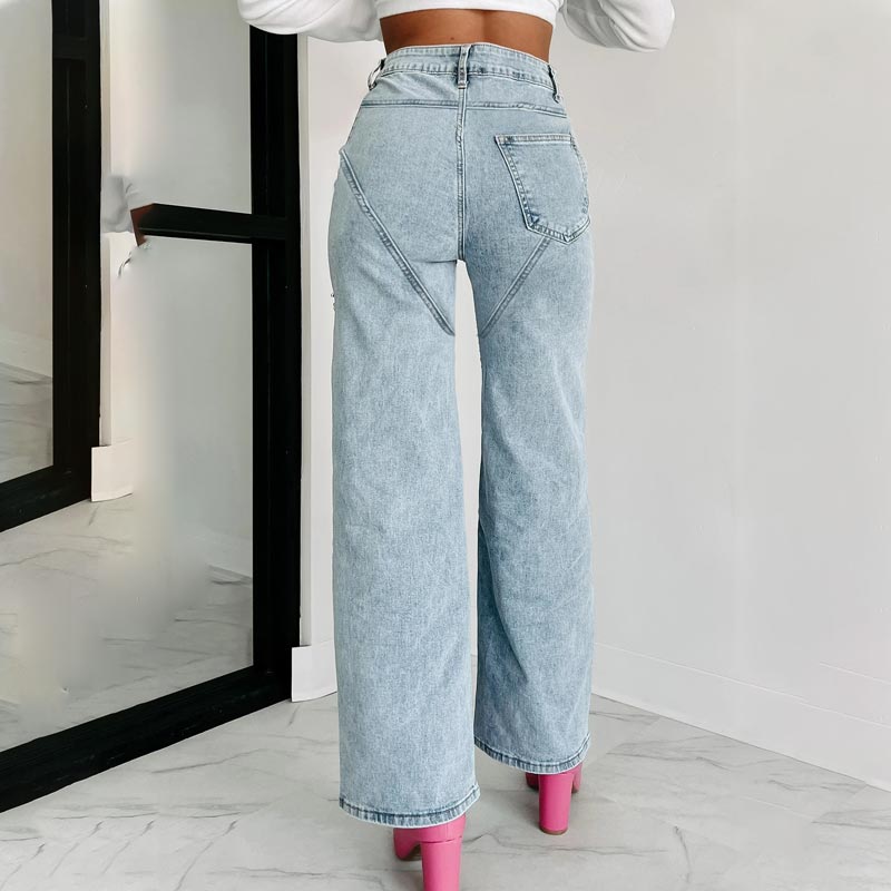 Seasonal Specials🎉Women’s Rhinestone Ripped Straight-leg Jeans