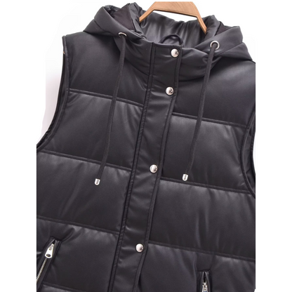 ❄️Winter Specials❄️Warm PU Leather Long Hooded Vest