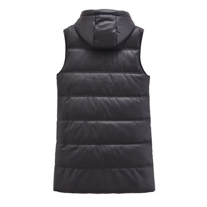 ❄️Winter Specials❄️Warm PU Leather Long Hooded Vest