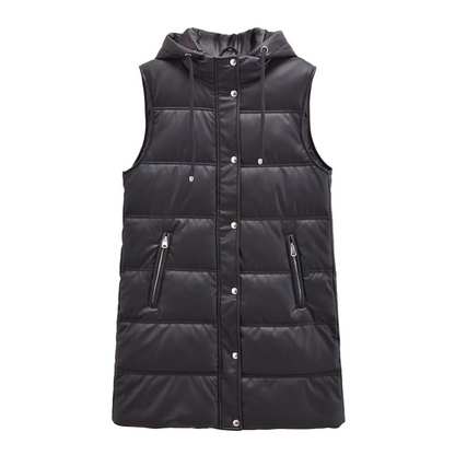 ❄️Winter Specials❄️Warm PU Leather Long Hooded Vest