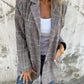 Fall Lapel Collar Slim Button Plaid Small Suit For Women