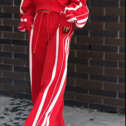🔥2025 HOT SALE🔥 V-Neck Sweatshirt & Wide-Leg Pants (2-Piece Set)