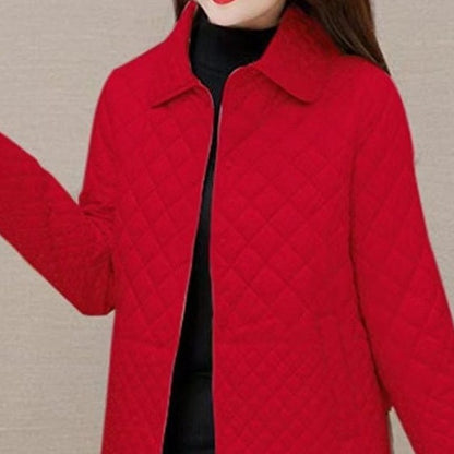 Women's Warm Button-Down Quilted Jacket with Pockets