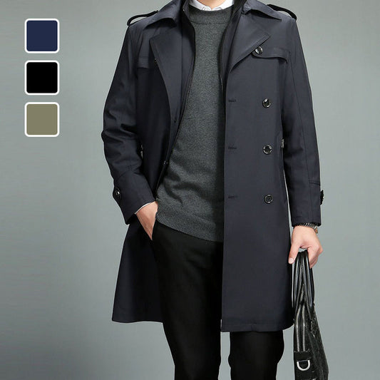 🎅Pre-Xmas Specials🎄Men's Casual Zippered Lapel Trench Coat with Detachable Liner