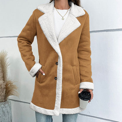 ❄️Winter-Specials❄️Women’s Mid-length Button-down Lapel Collar Coat with Sherpa Lining