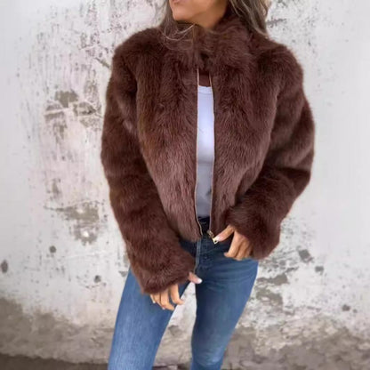 ❄️Winter Specials❄️Women's High-neck Faux Fur Zipper Casual Jacket