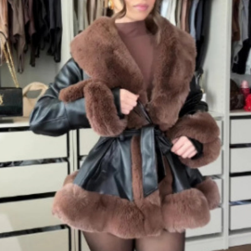 ❄️Winter-Specials❄️Women's Faux-Leather Coat with Faux-Fur Collar