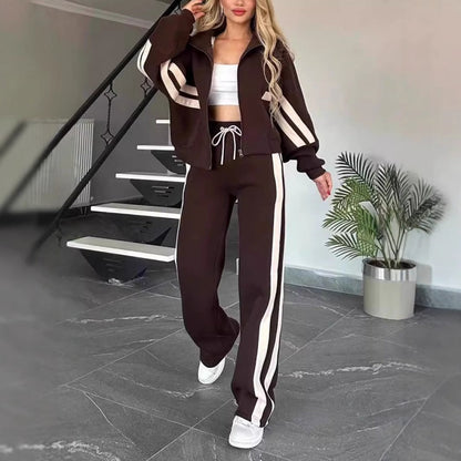 🌸Spring Specials🌸 Women's Striped Zipper Jacket & Casual Pants (2-Piece Set)