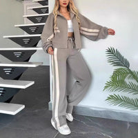 🌸Spring Specials🌸 Women's Striped Zipper Jacket & Casual Pants (2-Piece Set)