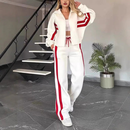 🌸Spring Specials🌸 Women's Striped Zipper Jacket & Casual Pants (2-Piece Set)