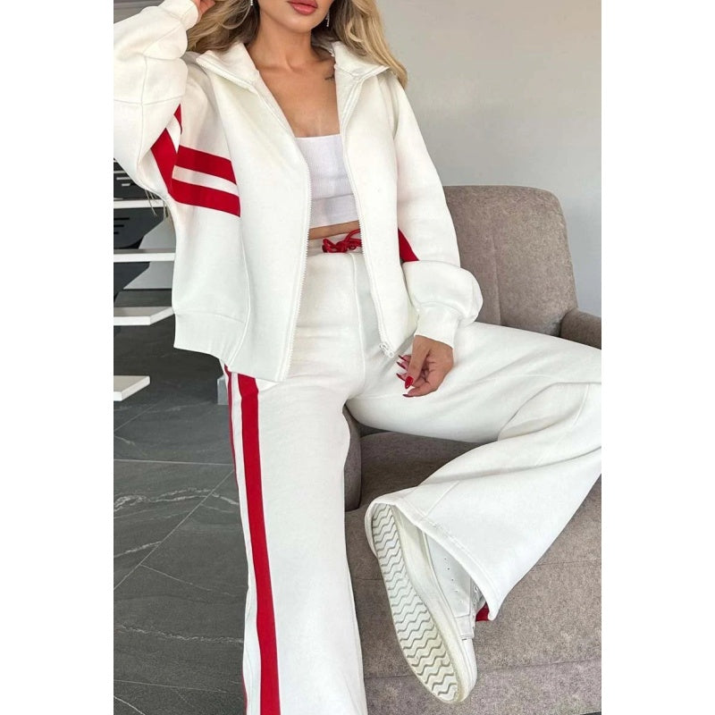 🌸Spring Specials🌸 Women's Striped Zipper Jacket & Casual Pants (2-Piece Set)