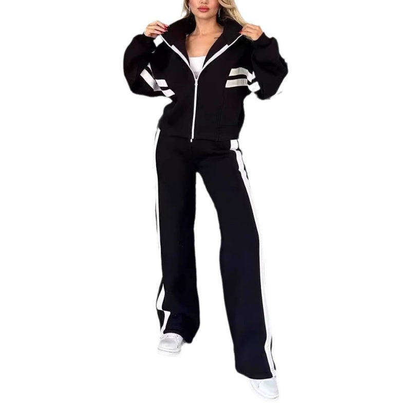🌸Spring Specials🌸 Women's Striped Zipper Jacket & Casual Pants (2-Piece Set)