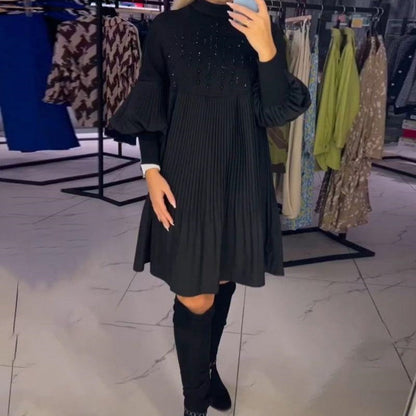 🌸Spring Specials💐  Women's Plus Size Lantern Sleeve Stand Collar Dress