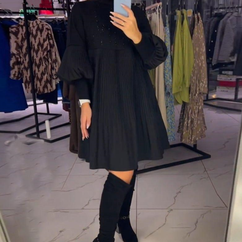 🌸Spring Specials💐  Women's Plus Size Lantern Sleeve Stand Collar Dress