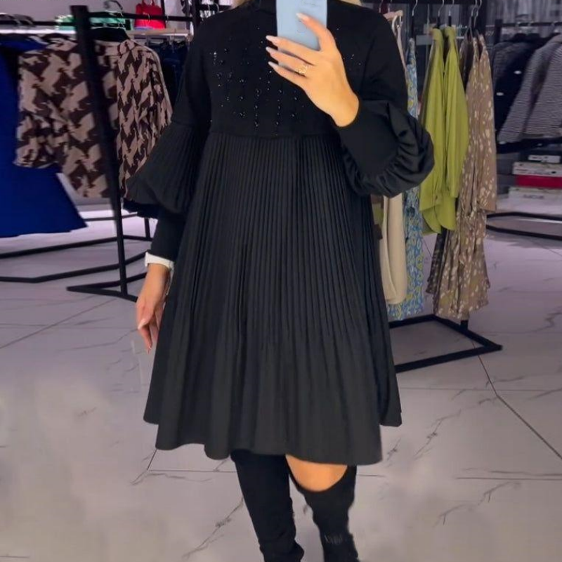 🌸Spring Specials💐  Women's Plus Size Lantern Sleeve Stand Collar Dress