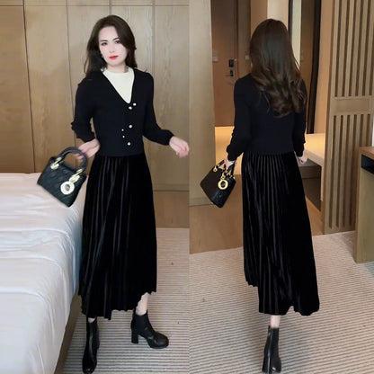 🎅Xmas Specials🎄Women's Elegant Faux Two-Piece Dress