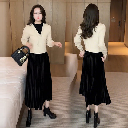 🎅Xmas Specials🎄Women's Elegant Faux Two-Piece Dress