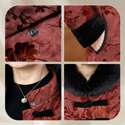 ❄️Winter Specials❄️ Women's Winter Faux Fur Collar Print Coat
