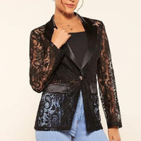 🌸Spring Specials🌸 Women's Elegant Lace Lapel One-Button Blazer