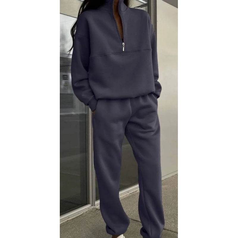 🌸Spring Specials🌸 Women's Half-Zip Long Sleeve Top and Sweatpants 2-Piece Set