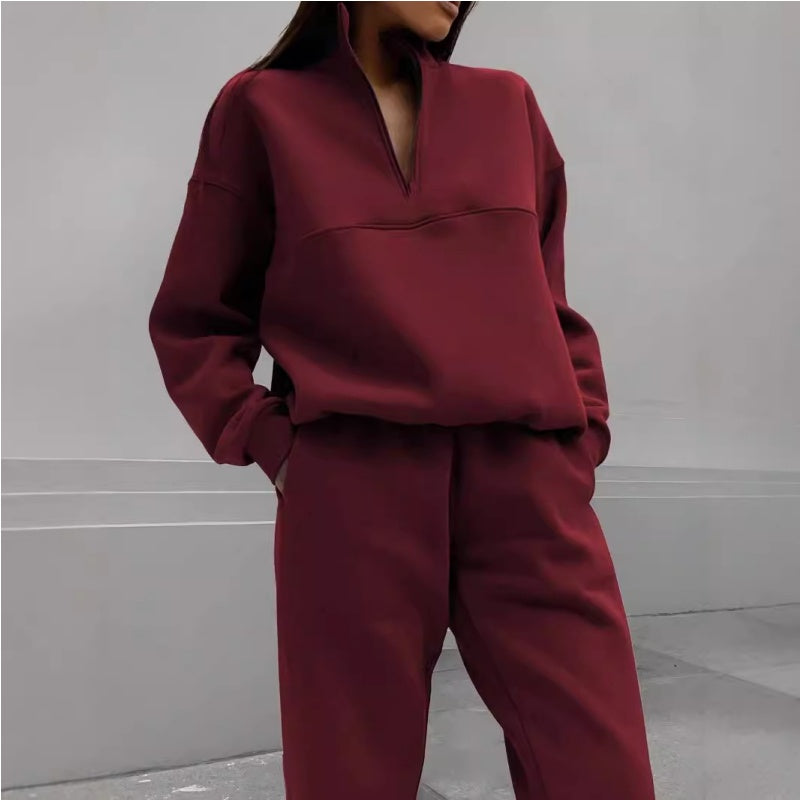 🌸Spring Specials🌸 Women's Half-Zip Long Sleeve Top and Sweatpants 2-Piece Set