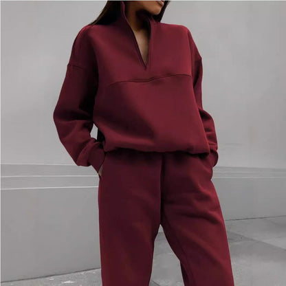 🌸Spring Specials🌸 Women's Half-Zip Long Sleeve Top and Sweatpants 2-Piece Set