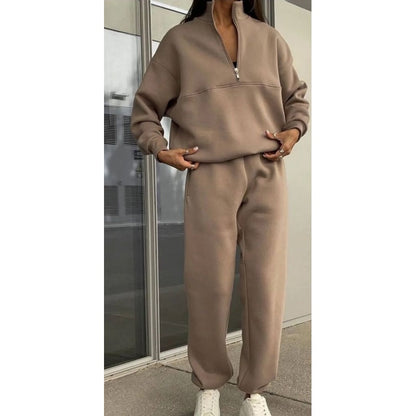 🌸Spring Specials🌸 Women's Half-Zip Long Sleeve Top and Sweatpants 2-Piece Set