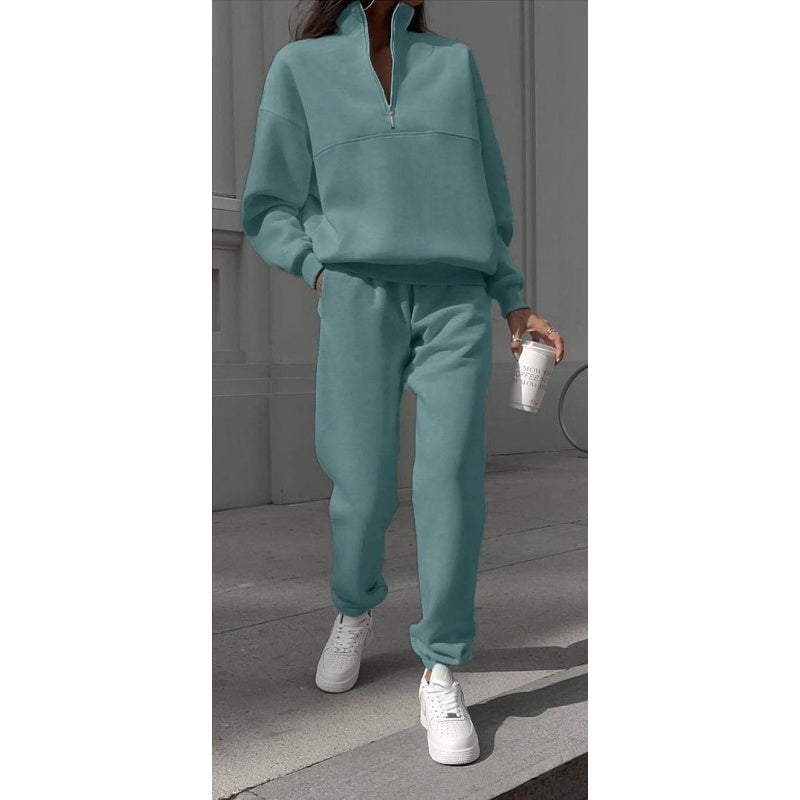 🌸Spring Specials🌸 Women's Half-Zip Long Sleeve Top and Sweatpants 2-Piece Set