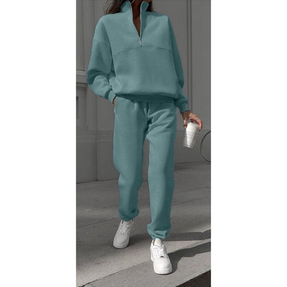 🌸Spring Specials🌸 Women's Half-Zip Long Sleeve Top and Sweatpants 2-Piece Set