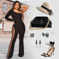 🌸Spring Specials🌸 Sexy Off-Shoulder Bodycon Rhinestone Leg Jumpsuit