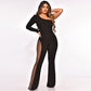 🌸Spring Specials🌸 Sexy Off-Shoulder Bodycon Rhinestone Leg Jumpsuit