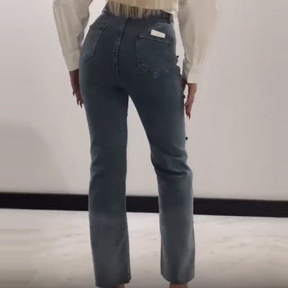 🔥2025 HOT SALE👖Women's Jeans With Shiny Rhinestones And Chic Slit✨