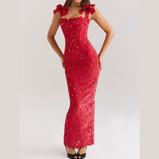 🌸Spring Specials🌸 Elegant Bow Split Lace Dress