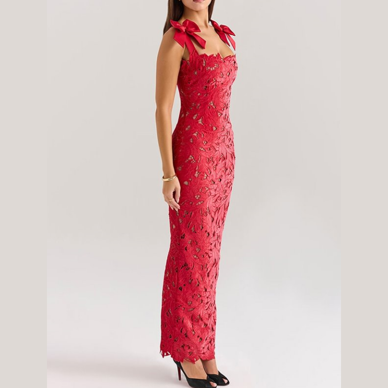 🌸Spring Specials🌸 Elegant Bow Split Lace Dress