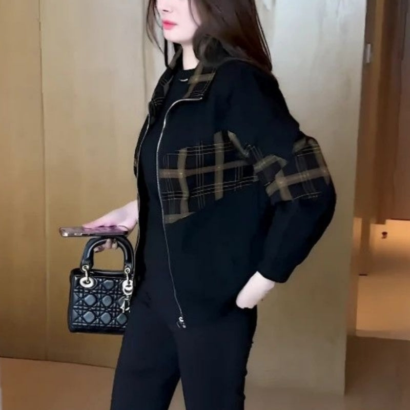 ❄️Winter Specials❄️ Women's Stylish Warm Plaid Patchwork Zip-Up Jacket