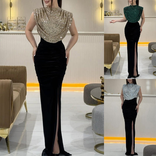 🔥2025 HOT SALE🔥 Stylish Sleeveless Patchwork Dress with Slit Design