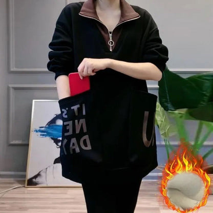 🔥2025 HOT SALE🔥 Women's Warm Half Zipper Neck Top with Large Pockets