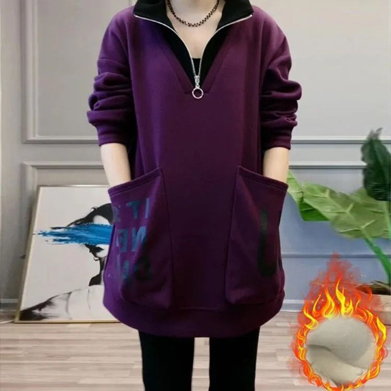 🔥2025 HOT SALE🔥 Women's Warm Half Zipper Neck Top with Large Pockets