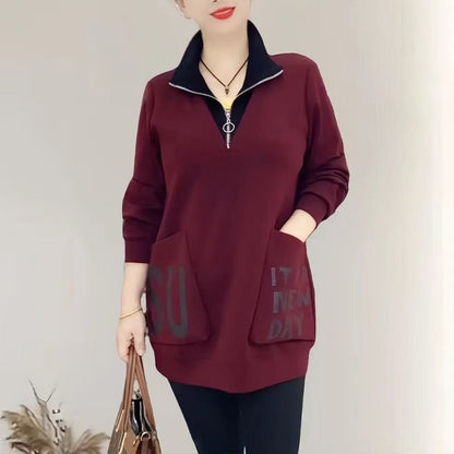 🔥2025 HOT SALE🔥 Women's Warm Half Zipper Neck Top with Large Pockets