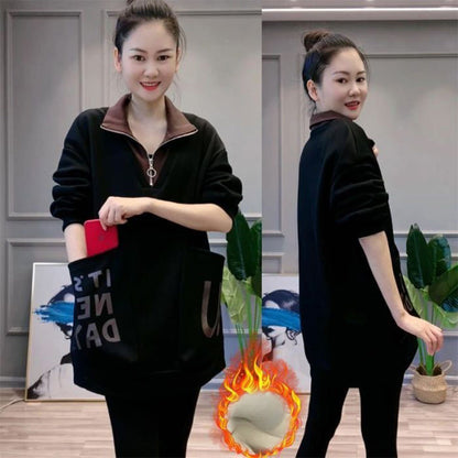 🔥2025 HOT SALE🔥 Women's Warm Half Zipper Neck Top with Large Pockets