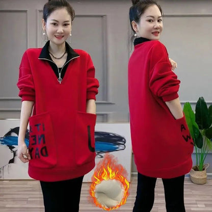 🔥2025 HOT SALE🔥 Women's Warm Half Zipper Neck Top with Large Pockets