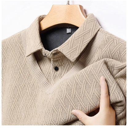 ❄️Winter Specials❄️ Men's Plush-Lined Mock Layered Lapel Shirt